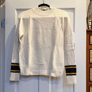 Boden Cream Sweater with Navy and Yellow Accents
